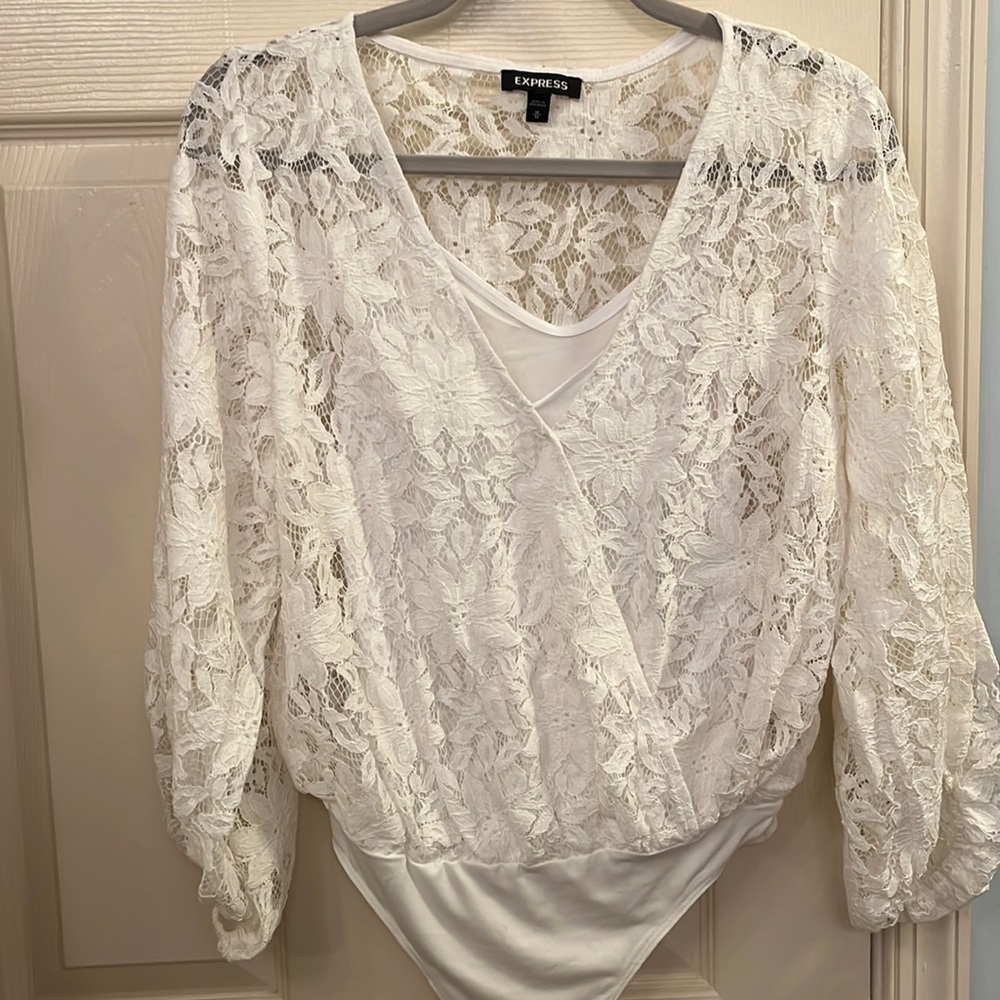 Express White Lace Bodysuit